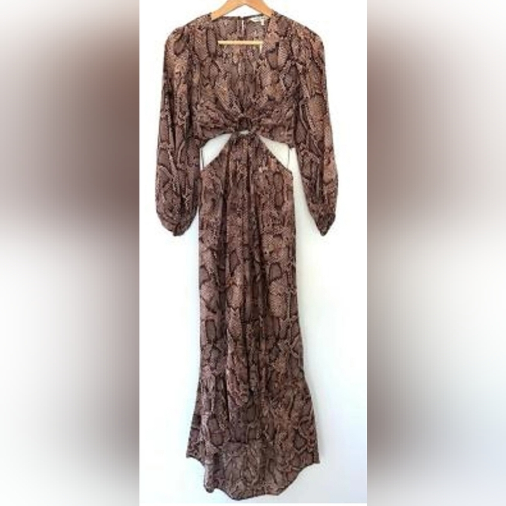 Chic Long Sleeve Snake Print Dress